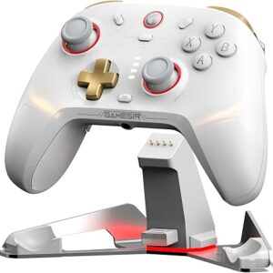gamesir cyclone 2 wireless controller 1000hz polling rate, tmr joysticks, hall/micro 2 in 1 triggers for pc/switch/switch 2/android/ios, pc gaming controller with charging dock(white)