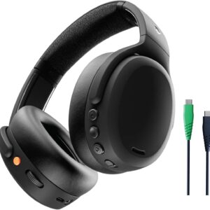 audífonos skullcandy crusher anc 2 cascos over ear inalámbricos con cancelación de ruido y sensory bass, 50 h de autonomía, skull iq, con alexa habilitada, micrófono, negro